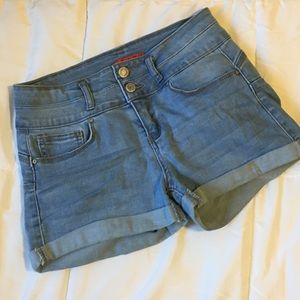 High rise denim shorts